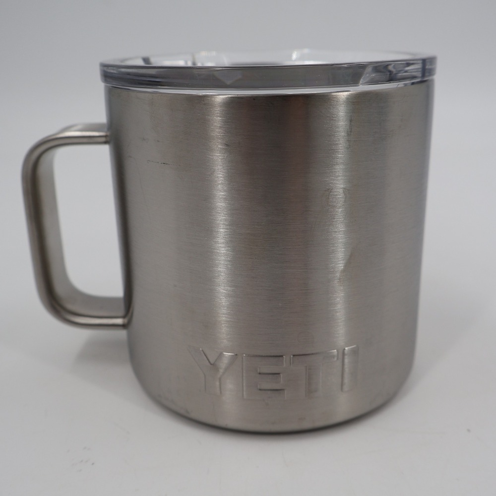 YETI Rambler 14 oz Coffee Mug Unisex Silver Insulated Stainless Steel with Lid